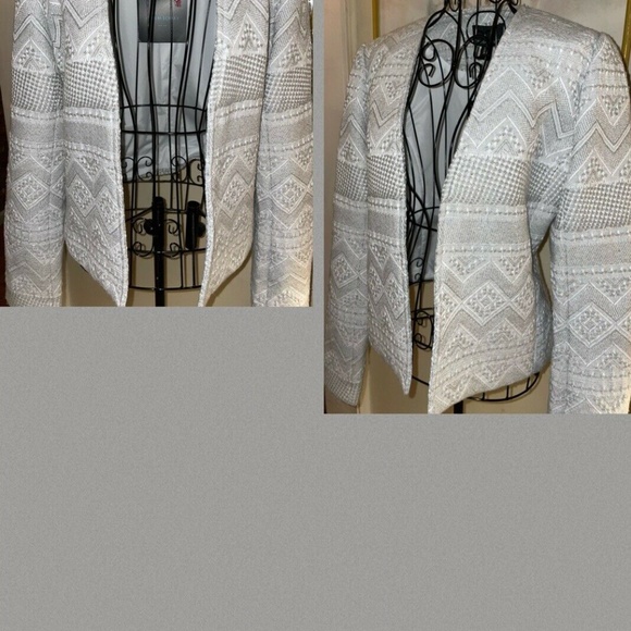 CYNTHIA ROWLEY GRAY & WHITE SOUTHWEST WOVEN JACKET~LINED~MEDIUM - Picture 7 of 7